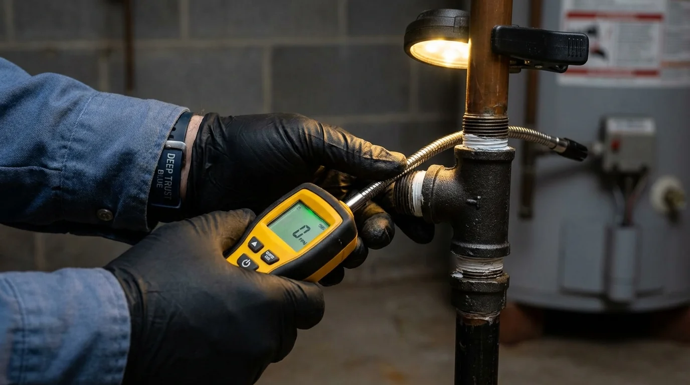 Gas leak detection with electronic sniffer by Johns Plumbing LLC in Ashland