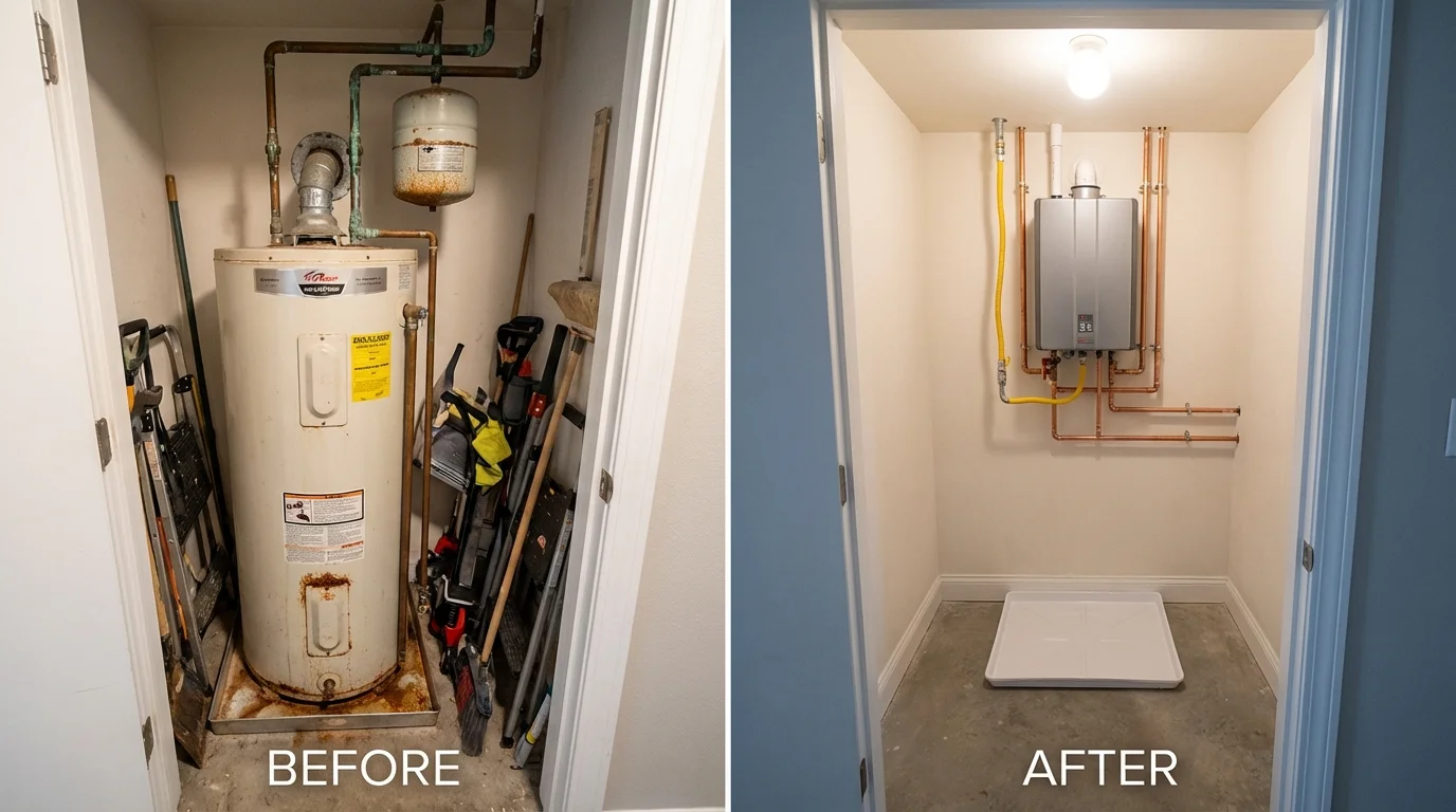 Tank water heater versus wall-mounted tankless unit comparison for Ashland, MA homeowners
